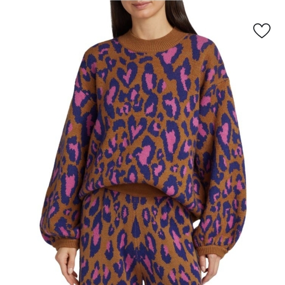 FARM Rio Sweaters - Farm Rio Leopard Pop Caramel Sweater NWT